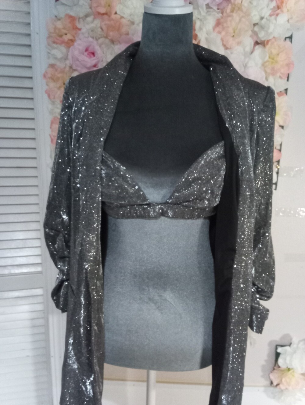 Bear Dance Silver Sparkle Bralette & Robe Set